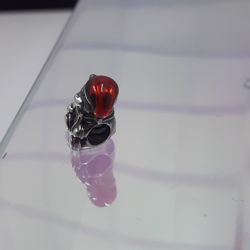 Pandora Sterling Silver and Red Enamel Santa Teddy Bear Charm - Picture 2 of 7